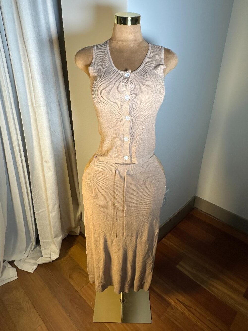Women's Tan Tank and Shirt Set